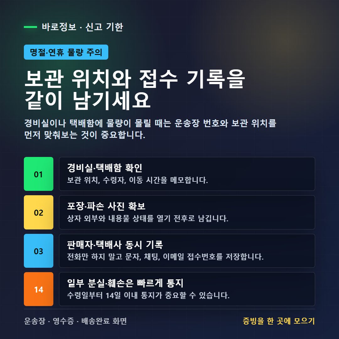 명절 택배 보관 위치 확인