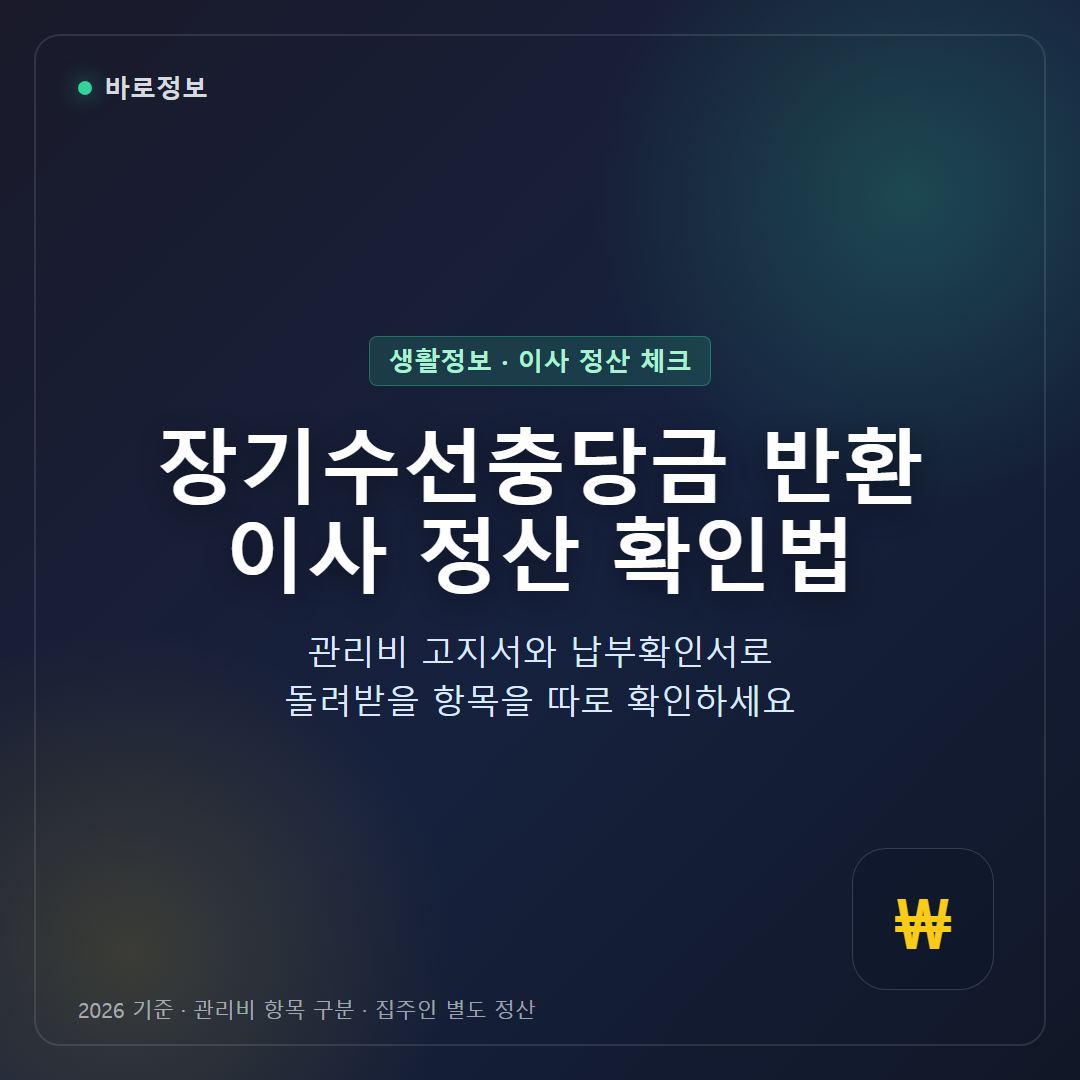 장기수선충당금 반환, 이사 정산 확인법