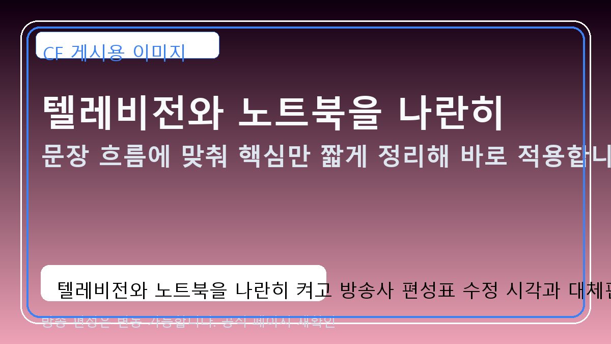 텔레비전와 노트북을 나란히 켜고 방송사 편성표 수정 시각과 대체편성 항목을 대조하는 장면